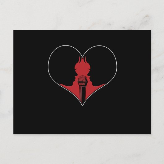 Karaoke Duet Heart Microphone Music Singing Gift Briefkaart (Voorkant)