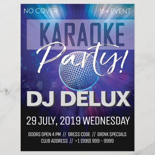 Karaoke Feest | DJ |  Club Flyer (Voorkant)