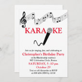 Karaoke Feest Muziek Schaal Microfoon Rood Kaart (Voorkant / Achterkant)