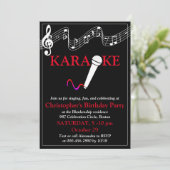 Karaoke Feest Muziek Schaal Microfoon Rood Wit Kaart (Staand voorkant)