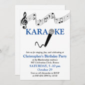 Karaoke Feest Muzikale Toonladder Microfoon Blauw Kaart (Voorkant / Achterkant)