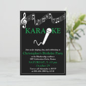 Karaoke Feest Muzikale Toonladder Microfoon Groen Kaart (Staand voorkant)