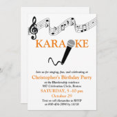 Karaoke Feest Muzikale Toonladder Microfoon Oranje Kaart (Voorkant / Achterkant)