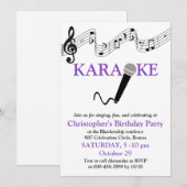 Karaoke Feest Muzikale Toonladder Microfoon Paars Kaart (Voorkant / Achterkant)
