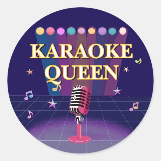 Karaoke feest tiener verjaardag ronde sticker (Voorkant)
