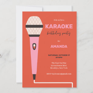 Karaoke feest tiener volwassene verjaardagsuitnodi kaart