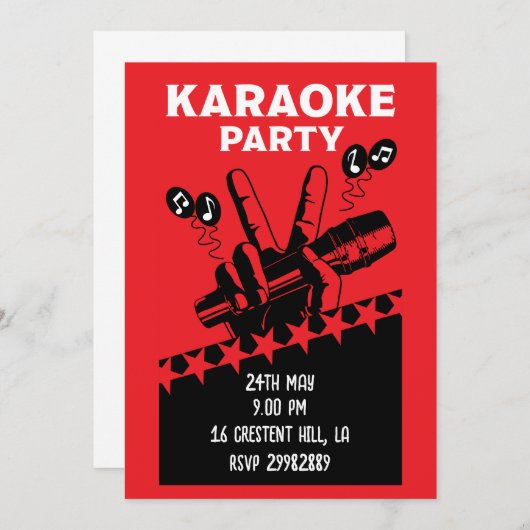 Karaoke Feest Uitnodiging (Voorkant / Achterkant)