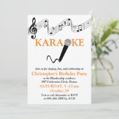 Karaoke Feestje Muziek Schaal Microfoon Oranje Kaart (Staand voorkant)