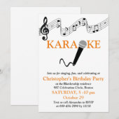 Karaoke Feestje Muziek Schaal Microfoon Oranje Kaart (Voorkant / Achterkant)