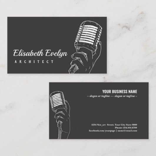Karaoke flat-stijl visitekaartje (Voorkant / Achterkant)