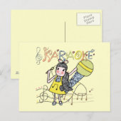 Karaoke Girl Briefkaart (Voorkant / Achterkant)