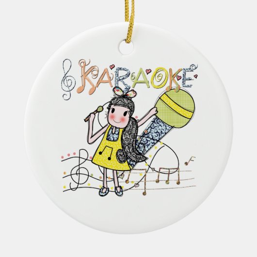 Karaoke Girl Keramisch Ornament (Voorkant)