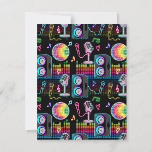 Karaoke Glow Singing Music Custom Name Notitiekaartje (Achterkant)