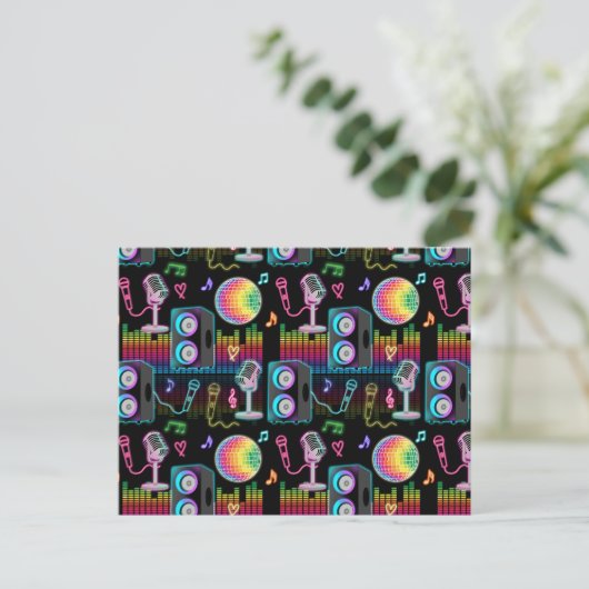 Karaoke Glow Singing Music Party Feestdagenkaart (Staand voorkant)