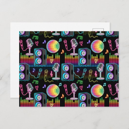 Karaoke Glow Singing Music Party Feestdagenkaart (Voorkant / Achterkant)