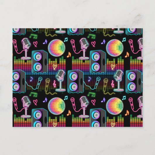 Karaoke Glow Singing Music Party Feestdagenkaart (Voorkant)