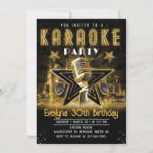 Karaoke Gold Night Uitnodiging voor verjaardagsfee (Voorkant)