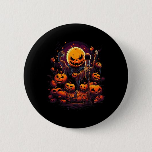 Karaoke Halloween Custom Graphic T - shirts voor M Ronde Button 5,7 Cm (Voorkant)