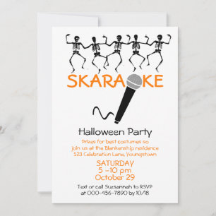 Karaoke Halloween-feest Dansende skeletten op maat Kaart