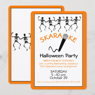 Karaoke Halloween-feest Dansende skeletten op maat Kaart