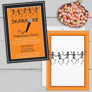 Karaoke Halloween-feest Dansende skeletten op maat Kaart