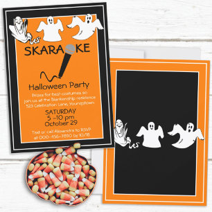 Karaoke Halloween-feest Happy Ghosts Aangepast Kaart
