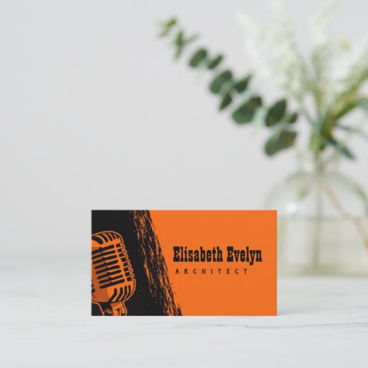 Karaoke handgetrokken microfoon visitekaartje (Staand voorkant)