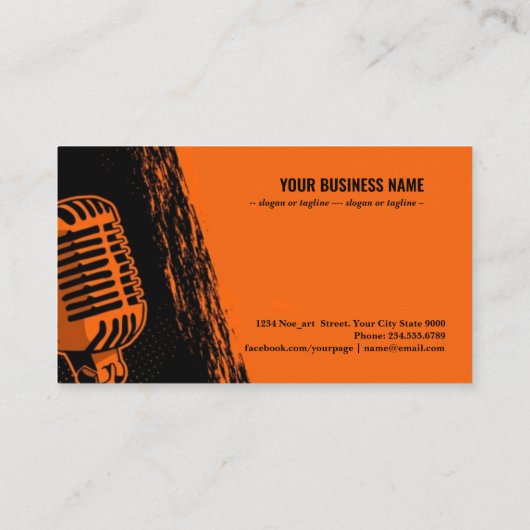Karaoke handgetrokken microfoon visitekaartje (Achterkant)