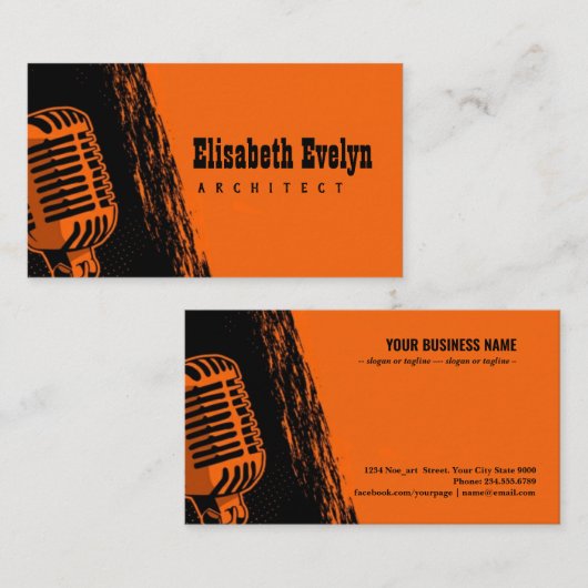 Karaoke handgetrokken microfoon visitekaartje (Voorkant / Achterkant)