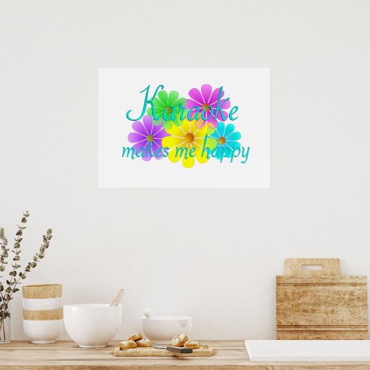 Karaoke Happiness Flowers Poster (Keuken)