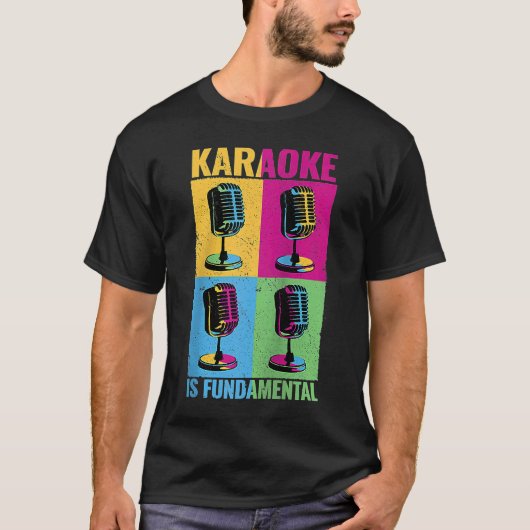Karaoke is fundamentele kleurrijke microfoonmuziek t-shirt (Voorkant)
