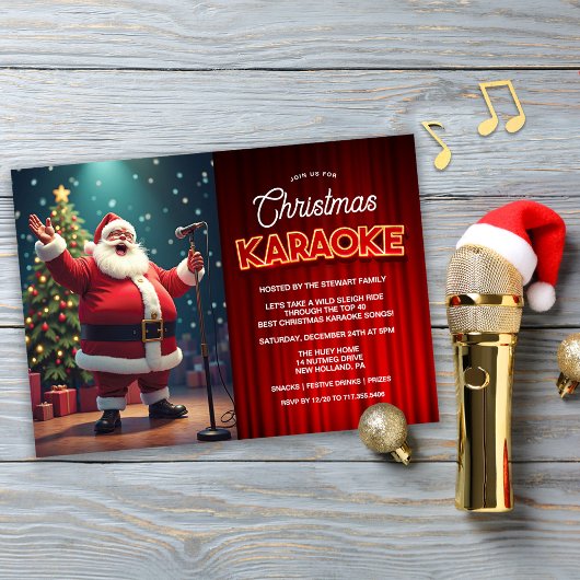 Karaoke Kerstvakantie Feest Uitnodiging