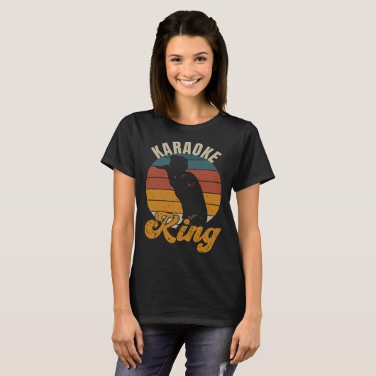 Karaoke King Music Zanger Retro  T-shirt (Voorkant volledig)