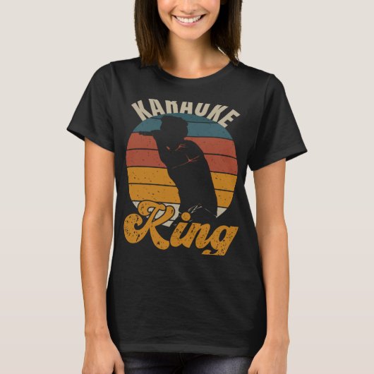 Karaoke King Music Zanger Retro  T-shirt (Voorkant)