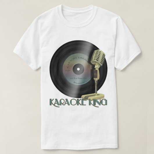 Karaoke King Persoonlijk record T-shirt (Design voorkant)