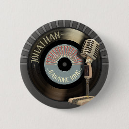 Karaoke King Retro Mic en Record Ronde Button 5,7 Cm