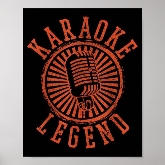 Karaoke Legende - Zingende Microfoon Feest Zanger Poster (Voorkant)