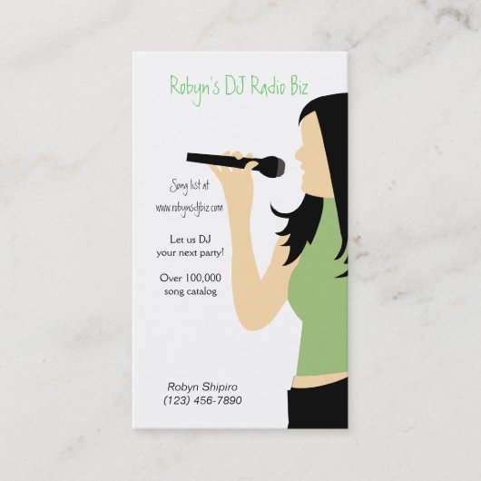 Karaoke Music DJ Service Visitekaartje (Voorkant)