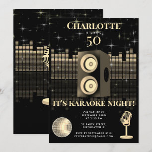 Karaoke Nacht Black Gold 50ste Disco Verjaardagsfe Kaart