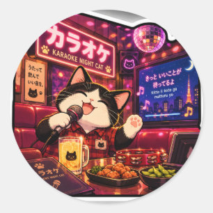 Karaoke Nacht Kat Sticker Japanse Neon Nacht Ar