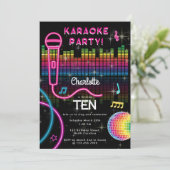 Karaoke Neon Glow Birthday Singing Music Party  Kaart (Staand voorkant)