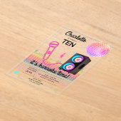 Karaoke Neon Glow Singing Disco Party Birthday Acryl Uitnodigingen (Laagn)