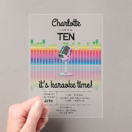 Karaoke Neon Glow Singing Music Party Birthday Acryl Uitnodigingen