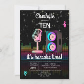 Karaoke Neon Glow Singing Music Party Birthday Kaart (Voorkant)