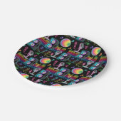 Karaoke Neon Glow Singing Music Party Papieren Bordje (Gekanteld)