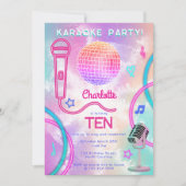 Karaoke Neon Glow  Tie Dye Birthday Party  Kaart (Voorkant)