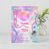 Karaoke Neon Glow  Tie Dye Birthday Party  Kaart (Staand voorkant)