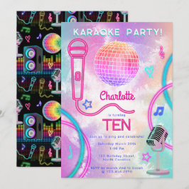 Karaoke Neon Glow  Tie Dye Birthday Party  Kaart