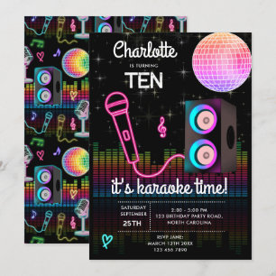 Karaoke Neon Glow Zingen Disco Feest Verjaardag Kaart