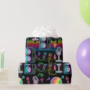 Karaoke Neon Glow Zingen Muziek Feest Cadeaupapier